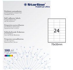 Etichette adesive - in carta - permanenti - 70 x 35 mm - 24 et/fg - 100 fogli - bianco - Starline