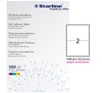 Etichette adesive - in carta - angoli arrotondati - permanenti - 199,6 x 143,5 mm - 2 et/fg - 100 fogli - bianco - Starline
