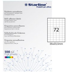 Etichette adesive - in carta - permanenti - 35 x 23,5 mm - 72 et/fg - 100 fogli - bianco - Starline
