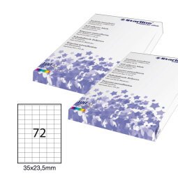 Etichette adesive - in carta - permanenti - 35 x 23,5 mm - 72 et/fg - 100 fogli - bianco - Starline