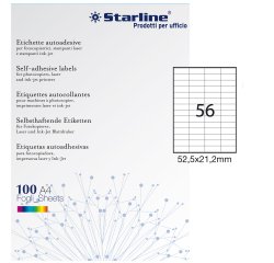 Etichette adesive - in carta - permanenti - 52,5 x 21,2 mm - 56 et/fg - 100 fogli - bianco - Starline