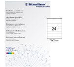Etichette adesive - in carta - permanenti - 70 x 37 mm - 24 et/fg - 100 fogli - bianco - Starline