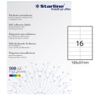 Etichette adesive - in carta - permanenti - 105 x 37 mm - 16 et/fg - 100 fogli - bianco - Starline