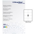Etichette adesive - in carta - permanenti - 105 x 72 mm - 8 et/fg - 100 fogli - bianco - Starline
