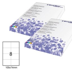 Etichette adesive - in carta - permanenti - 105 x 74 mm - 8 et/fg - 100 fogli - bianco - Starline