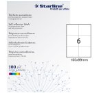 Etichette adesive - in carta - permanenti - 105 x 99 mm - 6 et/fg - 100 fogli - bianco - Starline