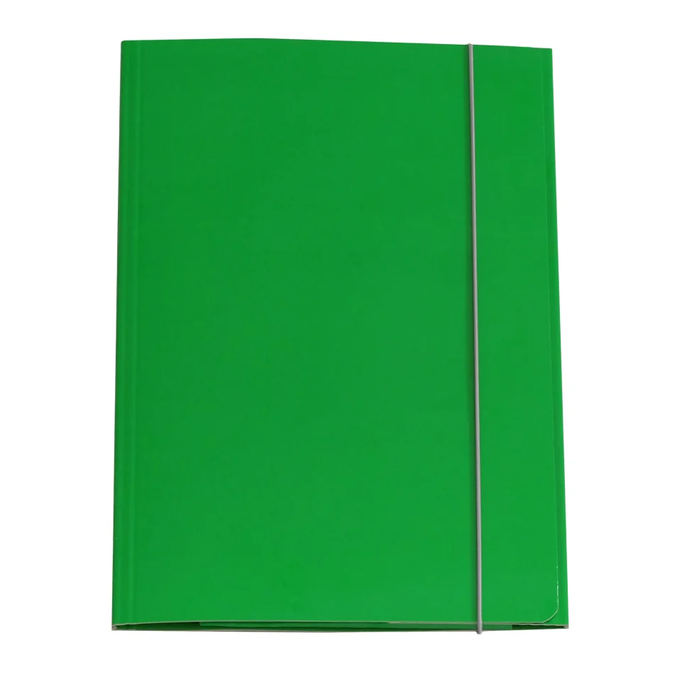 Cartellina con elastico - cartone plastificato - 3 lembi - 25x34 cm - verde  - Queen Starline su