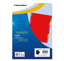 Divisori neutri 12 tacche - A4 - PP - colori assortiti - Starline