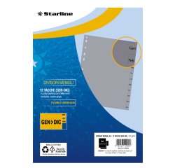 Divisori mensili Gen/Dic 12 tacche - A4 - PP - grigio - Starline