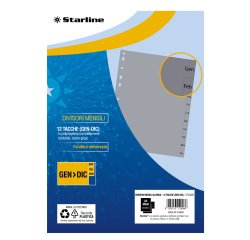 Divisori mensili Gen/Dic  12 tacche - A4 Maxi - PP - grigio - Starline