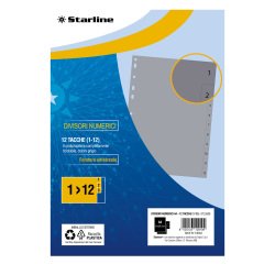 Divisori numerici 12 tacche - A4 - PP - grigio - Starline