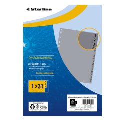 Divisori numerici 31 tacche - A4 Maxi - PP - grigio - Starline