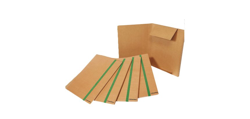 Cartella 3 lembi con elastico piatto - 25 x 35 cm - dorso variabile - cartoncino - avana - Starline
