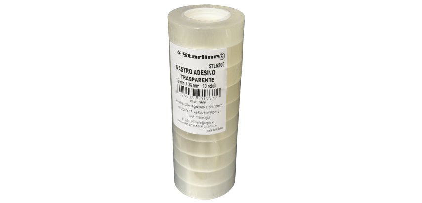 Nastro adesivo - 15 mm x 33 m - PP - trasparente - Starline - torre 10 rotoli