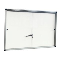 Bacheca per interni - con anta scorrevoli - fondo bianco magnetico - 9 fogli A4 - orizzontale - Starline