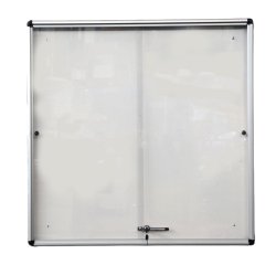 Bacheca per interni - con anta scorrevoli - fondo bianco magnetico - 12 fogli A4 - verticale - Starline