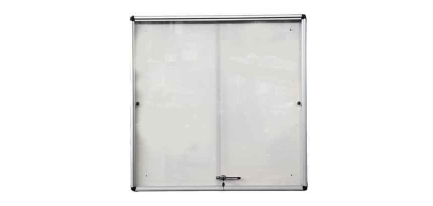 Bacheca per interni - con anta scorrevoli - fondo bianco magnetico - 12 fogli A4 - verticale - Starline