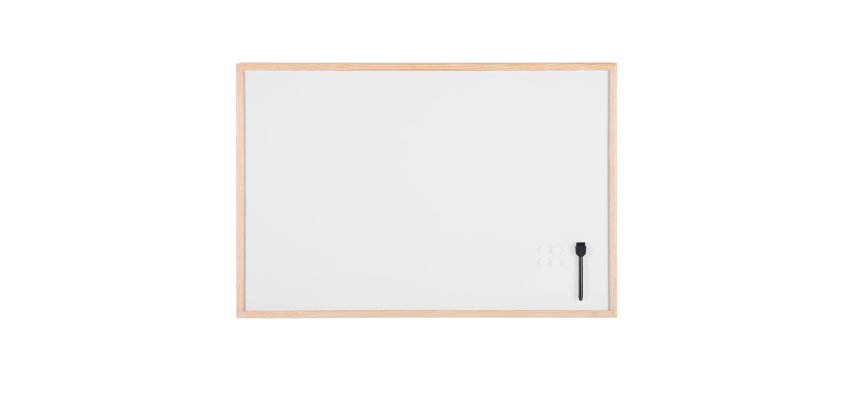 Lavagna bianca magnetica - 60 x 90 cm - cornice legno - bianco - Starline
