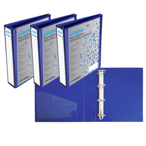 Raccoglitore personalizzabile KingShow - 4 anelli a D 50 mm - dorso 6 cm - 22x30 cm - blu - Starline
