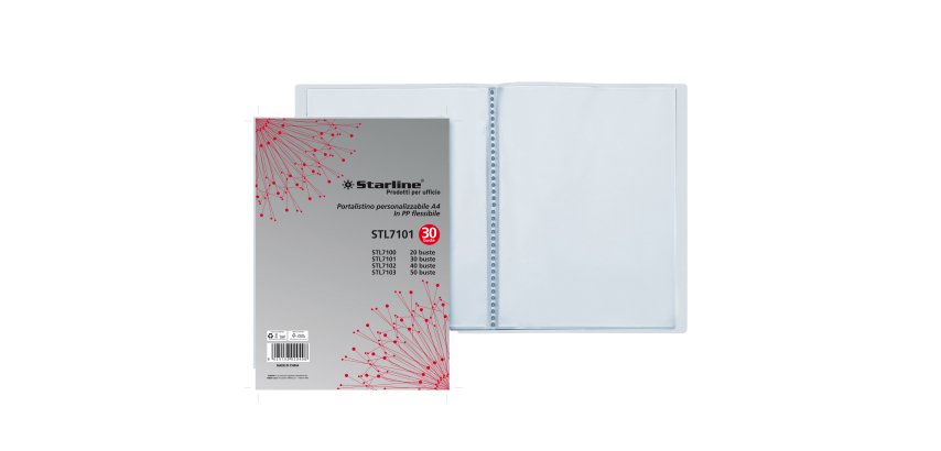 Portalistini personalizzabile - PP - 22 x 30 cm - 30 buste - trasparente - Starline