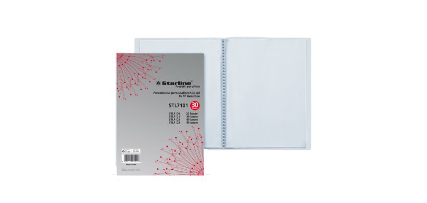 Portalistini personalizzabile - PP - 22 x 30 cm - 30 buste - trasparente - Starline