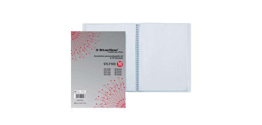 Portalistini personalizzabile - PP - 22 x 30 cm - 50 buste - trasparente - Starline