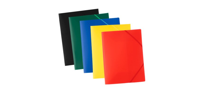 Cartellla 3 lembi con elastico angolare ECO - 24 x 32 cm - PP - colori assortiti - Starline