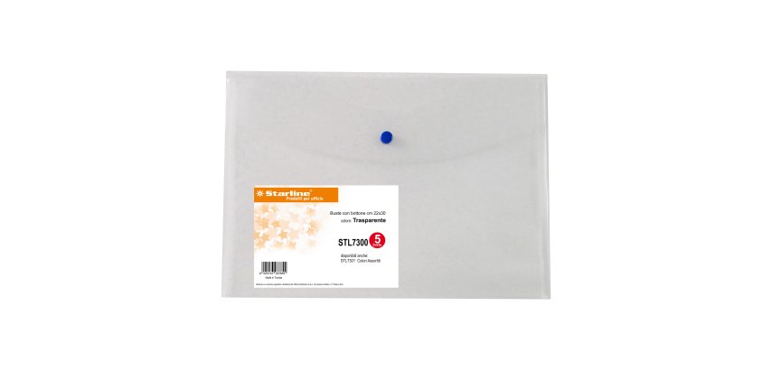 Busta con bottone - A4 - PP - trasparente neutro - Starline