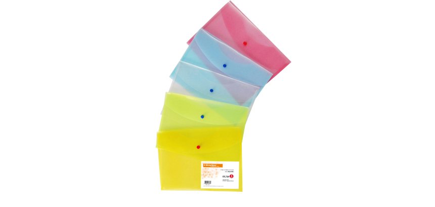 Busta con bottone - A4 - PP - colori assortiti - Starline