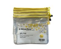 Busta a rete con cerniera gialla - PVC - 20x25 cm - trasparente - Starline