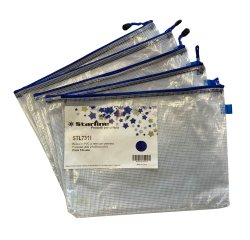 Busta a rete con cerniera blu- PVC - 27x36 cm - trasparente - Starline