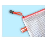 Busta a rete con cerniera blu- PVC - 27 x 36 cm - trasparente - Starline