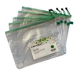 Busta a rete con cerniera verde - PVC - 31,2x41,2 cm - trasparente - Starline