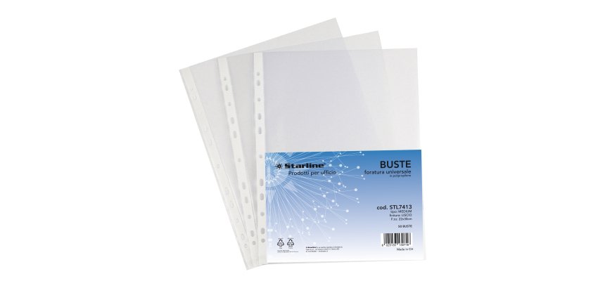 Buste forate Medium - liscio - 22 x 30 cm - trasparente - Starline - conf. 50 pezzi