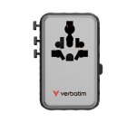 Adattatore - da viaggio universale - GaN III - con cavo USB-C retrattile - Nero - Verbatim