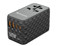 Verbatim UTA-06 100W GaN III Universal Travel Adapter with 2 x USB-C PD & QC 4+ & 2 x USB-A QC 3.0 ports