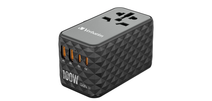 Adattatore da viaggio UTA-06 2x USB-C PD 100W & QC 4+ / 2x USB-A QC 3.0 - Verbatim - 32121