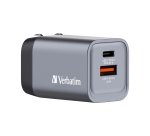 Verbatim GNC-35 GaN Charger 35W with 1 x USB-C PD 35W / 1 x USB-A QC 3.0 (EU/UK/US)