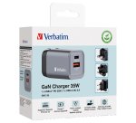 Verbatim GNC-35 GaN Charger 35W with 1 x USB-C PD 35W / 1 x USB-A QC 3.0 (EU/UK/US)