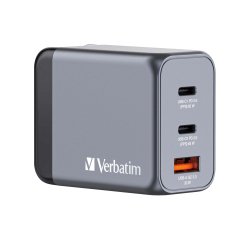 Verbatim GNC-65 GaN Charger 65W with 2 x USB-C PD 65W / 1 x USB-A QC 3.0 (EU/UK/US)
