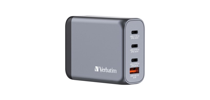 Adattatore da viaggio GNC-100 - 2x USB-C PD 1x USB-C PD 65W, 1x USB-A QC 3.0 100W - Verbatim - 32202