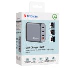 Adattatore da viaggio GNC-100 - 2x USB-C PD 1x USB-C PD 65W, 1x USB-A QC 3.0 100W - Verbatim - 32202