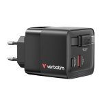 Caricabatterie - da muro - GaN - 65W - 2 porte - con cavo retrattile -Verbatim