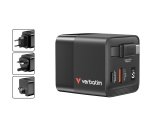 Caricabatterie - da muro - GaN - 65W - 2 porte - con cavo retrattile -Verbatim