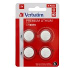 Micropile CR2016 - 3V - a pastiglia - litio - Verbatim - blister 4 pezzi