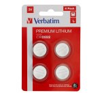 Micropile CR2032 - 3V - a pastiglia - litio - Verbatim - blister 4 pezzi