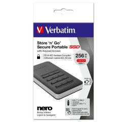 Verbatim - Memoria SSD portatile Store 'N'Go Usb 3.1 - con tastierino numerico - 53402 - 256GB