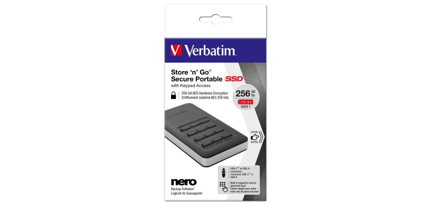 Verbatim - Memoria SSD portatile Store 'N'Go Usb 3.1 - con tastierino numerico - 53402 - 256GB