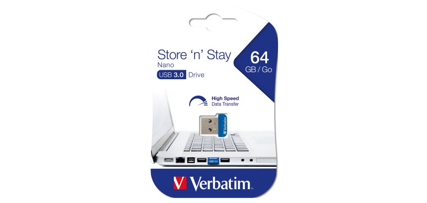 Verbatim Store 'n' Stay NANO - USB 3.0 Drive 64 GB - Blue