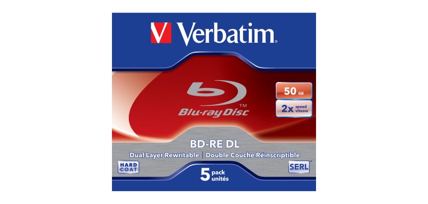 Verbatim - Scatola 5 Blu Ray BD-RE DL Jewel Case - rescrivibile - 43760 - 50GB